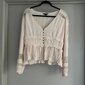 American Eagle Blouse With Lace Details